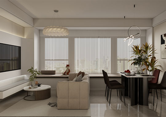 襄贤望府装修 65平两室一厅一厨一卫装修效果图